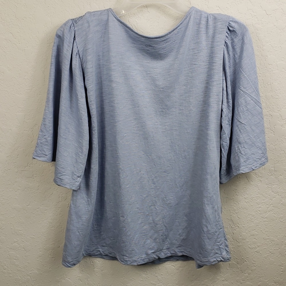 DIP Women's Blue Smocked V-Neck 3/4 Sleeve Casual Tunic Top Size M - Picture 3 of 6